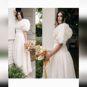 Aje Expressive Ruffle White Pleated Midi Dress AU 6 NWT